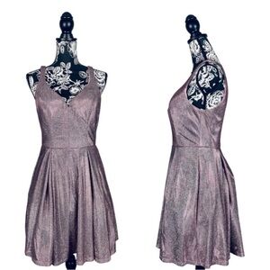 B. Smart pink holographic color shift fit and flare dress size large